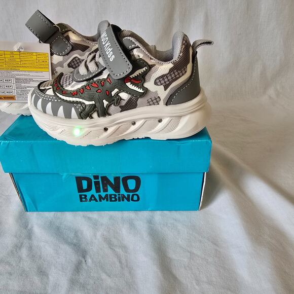 MGO Kidss Dino Bambino Shoes Toddler 6 (22) Gray White Light Up XP-1168156 NIB - Picture 12 of 13